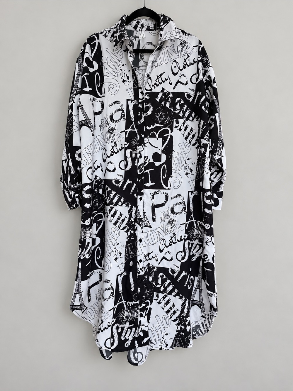 Live 4 Truth Paris Print Button Front Shirt Dress Duster L - Picture 4 of 7
